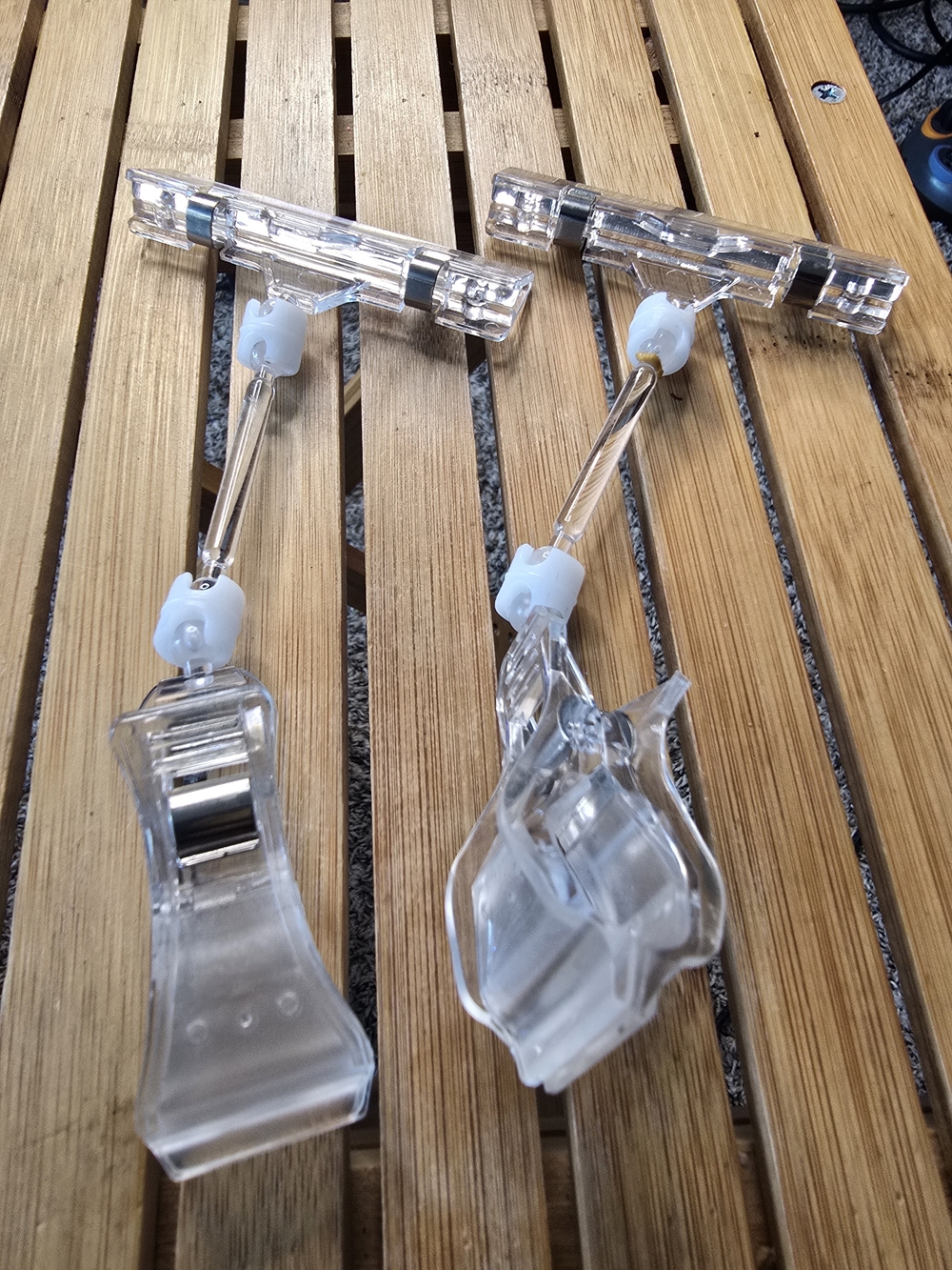 Clear Plastic Clip Hangers with Adjustable Swivel Hooks - Clear